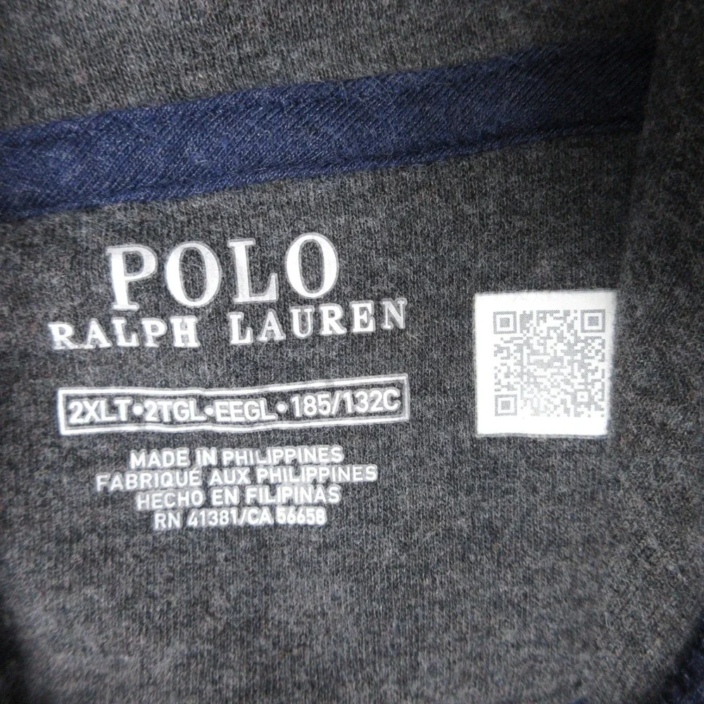 Polo Ralph Lauren Sweater Mens 2XLT Blue Gray Pony Pullover Hoodie Sweatshirt